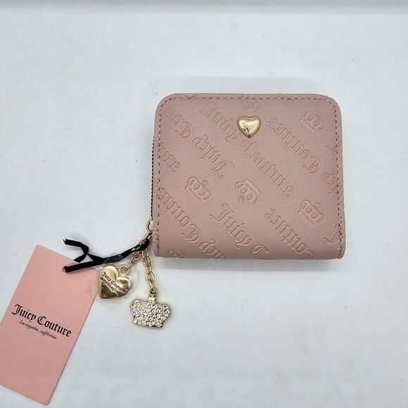 NWT Juicy Couture Dusty Blush Not Your Babe Small Wallet Zipper Charms B… - Picture 1 of 11